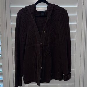 Calvin Klein Brown Knit Hooded Cardigan-XL